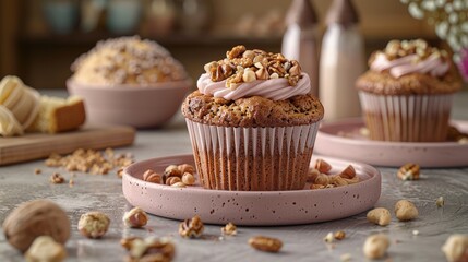 muffin on a plate HD 8K wallpaper Stock Photographic Image 