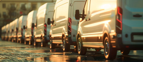 row of white delivery vans