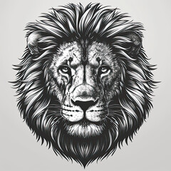 A black and white drawing of a lion