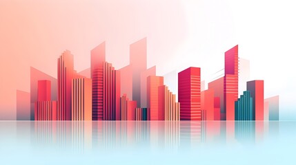 Obraz premium Abstract Architectural Cityscape with Minimalist Geometric Building for Poster or Social Media Design