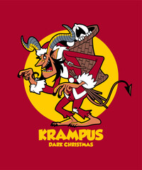 Krampus Dark Christmas Vintage Cartoon Illustration