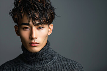 Fototapeta premium a man with a turtle neck sweater and a tie