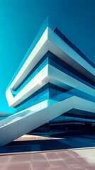 Fototapeta premium Stunning Futuristic Architecture with Geometric Facade in Modern City Skyline