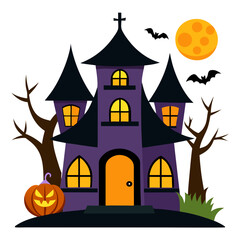  Halloween house simple clipart vector illustration 