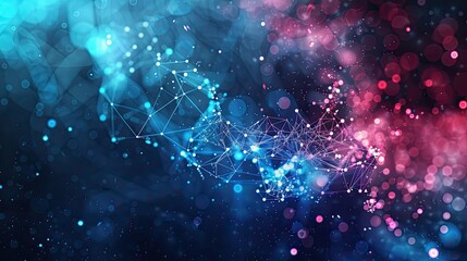 Obraz premium Particles technology banner. Tech science, futuristic AI generated