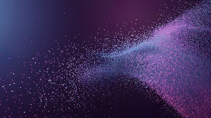 Abstract 3D particles illustration of purple-blue powdered texture with colored particles