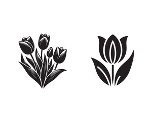 Tulip silhouette design vector art AI Generated