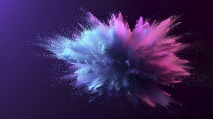 Obraz premium Abstract 3D particles illustration of purple-blue powdered texture with colored particles