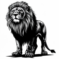 Obraz premium A black and white drawing of a lion