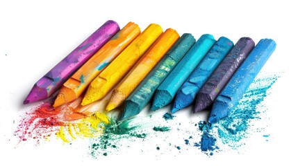 Colorful oil pastels set isolated on white background