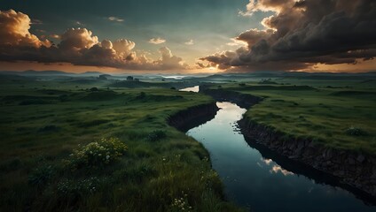 Obraz premium A dream world where time flows backward, revealing memories as landscapes ai_generated