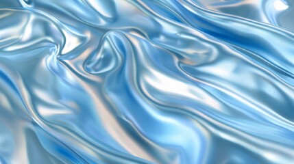 Obraz premium Glossy Satin Textile Close-up: Shimmering Light Blue