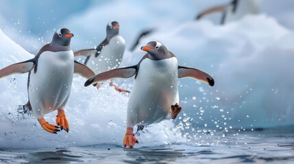 Fototapeta premium Eselspinguin (Antarktis) - Gentoo Penguin (Antarctica). 