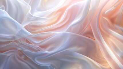 Obraz premium Abstract satin waves in peach and blue with smooth flowing design and gentle tones