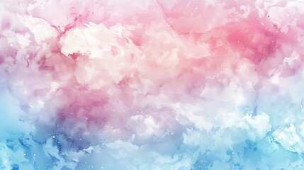 Fototapeta premium Beautiful Soft Pink and Blue Watercolor Background with Pastel Clouds, Perfect for Design Projects. High-Resolution Vector Graphic in Watercolor Illustration Style with Hyperrealistic and Hyperdetaile