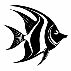 Angelfish icon silhouette vector art illustration.