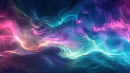 Fototapeta premium Vibrant abstract waves in neon blues and purples with a fluid design