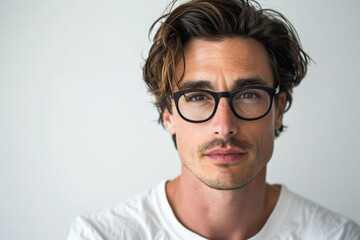 Obraz premium a man with glasses and a white shirt