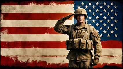 soldier with american flag ganrative.ai