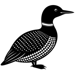 Arctic Loon bird stands icon vector silhouette