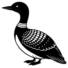 Arctic Loon bird stands icon vector silhouette