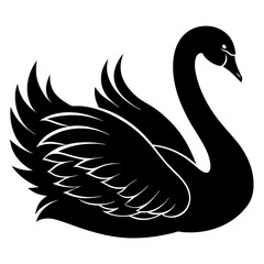 Fototapeta premium Black silhouette swan, vector illustration