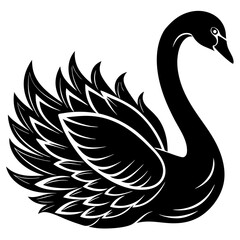 Fototapeta premium Black silhouette swan, vector illustration