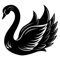 Fototapeta premium Black silhouette swan, vector illustration