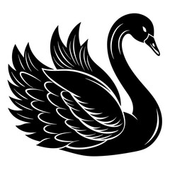 Black silhouette swan, vector illustration