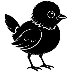 cute baby bird silhouette vector illustration