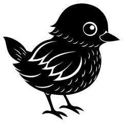 cute baby bird silhouette vector illustration