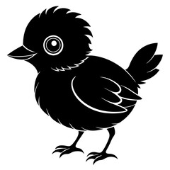 cute baby bird silhouette vector illustration