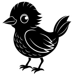cute baby bird silhouette vector illustration