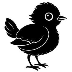 cute baby bird silhouette vector illustration