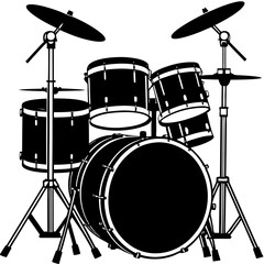 drum kit black silhouette vector illustration