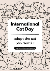 Cream and Black International Cat Day Flyer 
