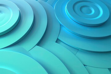 Abstract Background, a smooth 3D ripple effect pattern of circles in analogous colors of blue and turquoise,
