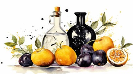 Vibrant watercolor illustration of a Black and White Ugadi card