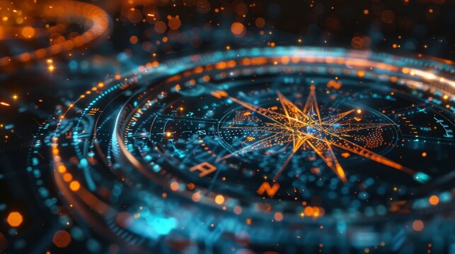 An image of a compass needle being influenced by a quantum computer symbolizing the paradigm shift and limitless possibilities of 6G quantum computing.