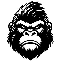 Angry gorilla head silhouette