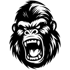 Angry gorilla face silhouette