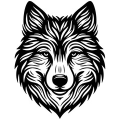 Wolf face silhouette sketch