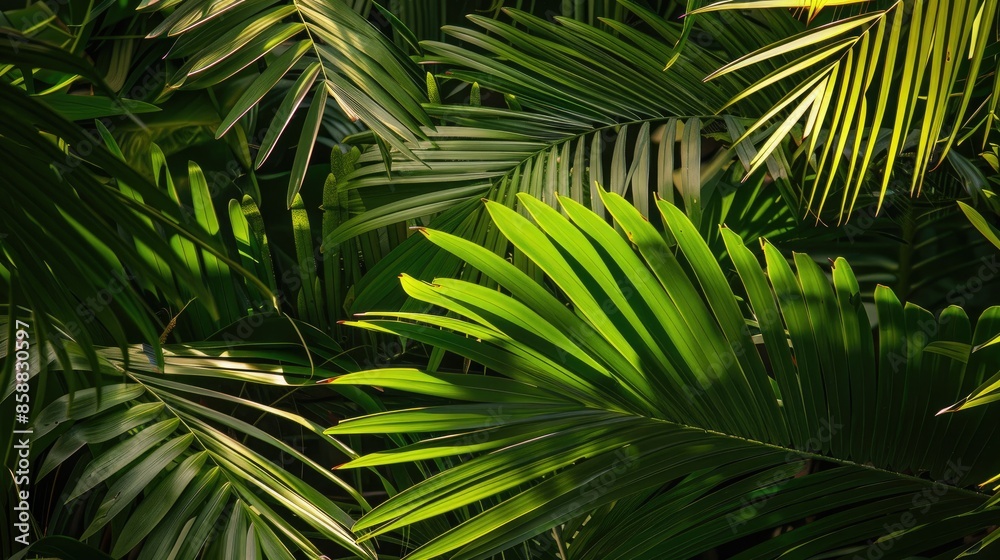 Wall mural Close up view of tropical foliage