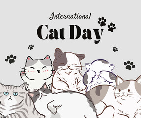 Grey Modern International Cat Day 