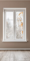 Fototapeta premium Window in a modern room filled with the light coming from it in a home decor composition. Real Estate interiors design with copy-space.