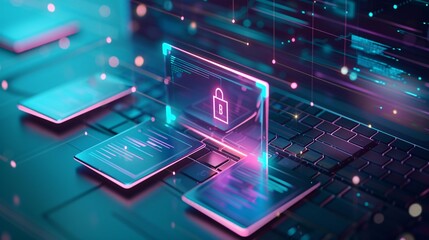 A folder containing security document information, business login details, and management of cybersecurity technology, highlighting concepts of digital security within a professional corporate databas