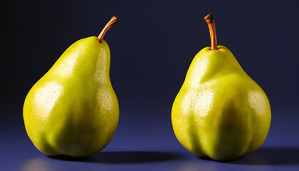 two pears in a dark blue color background