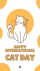 Yellow Minimalist Happy International Cat Day 