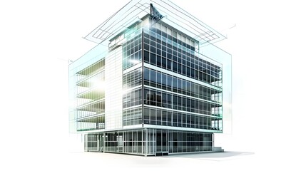 Sleek and Sophisticated Modern Office Tower with Geometric Glass Facade