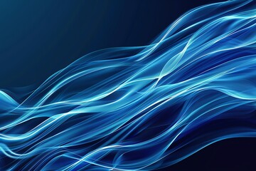 Naklejka premium Abstract blue wavy lines on a dark background, symbolizing motion and fluidity. Great for backgrounds, design projects, and technology themes.